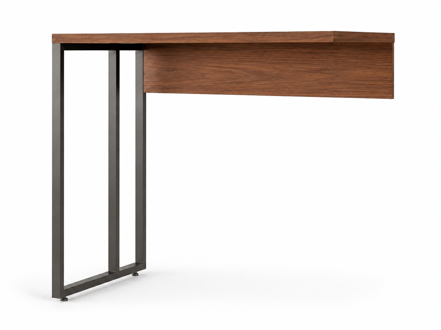 Iron Mesa auxiliar con travesaño en el pie 900x450x740 – Nogal Málaga / Nogal Sevilla / Negro
