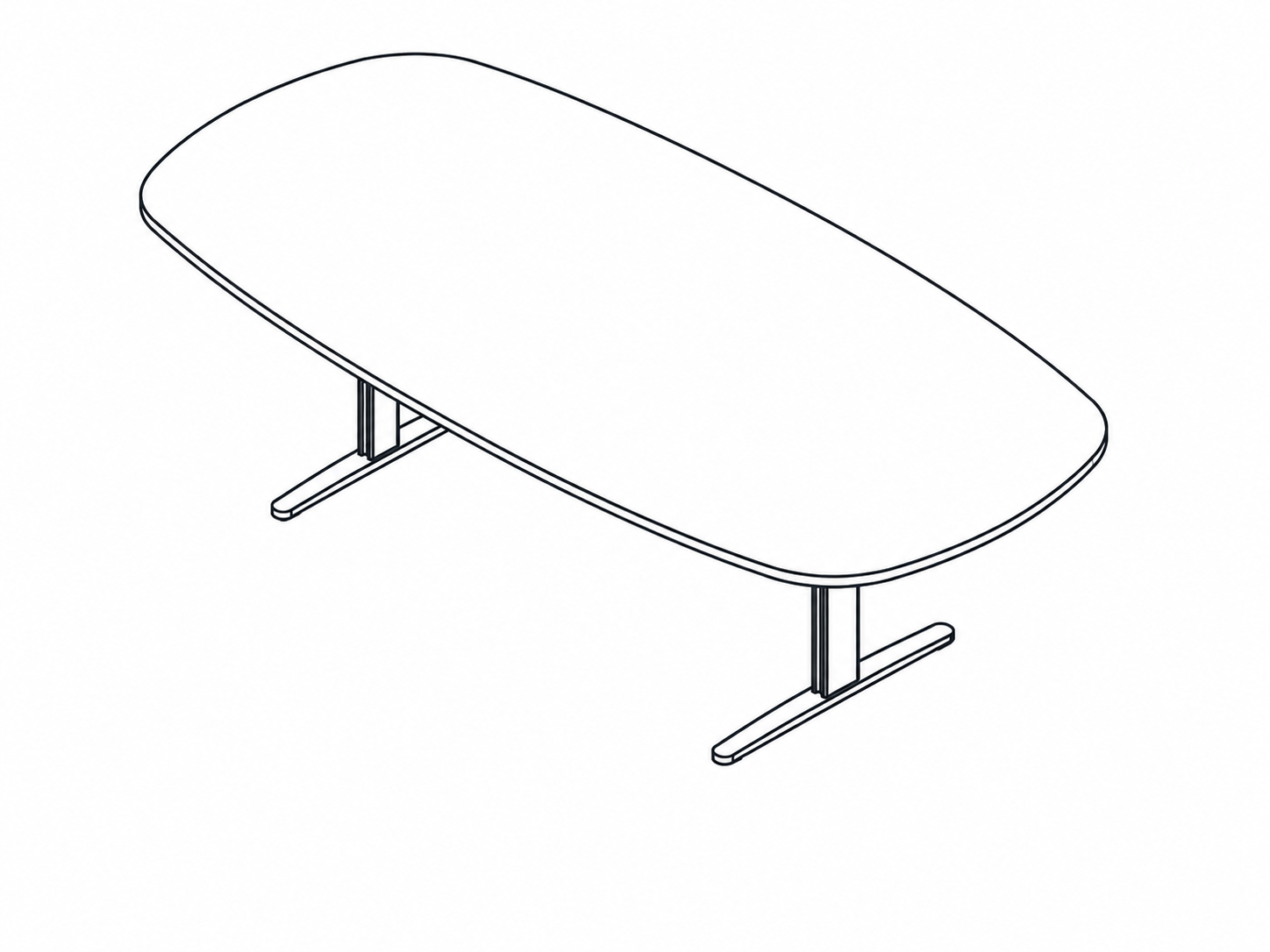 Mesa de reunión semi oval / bote SW Plus 2400x1200x740 - Vista principal