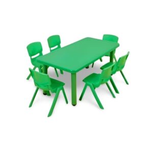 Mesa con Seis Sillas de Polipropileno – Resistencia y Color para el Aula Infantil